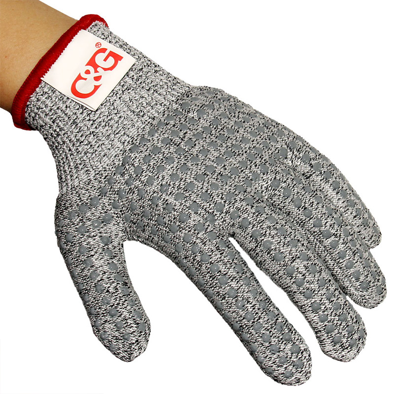 HPPE防切割點硅膠防滑手套